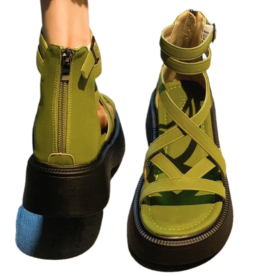 Thick soled Roman sandals for women in summer 2024 comfortable and versatile sandals