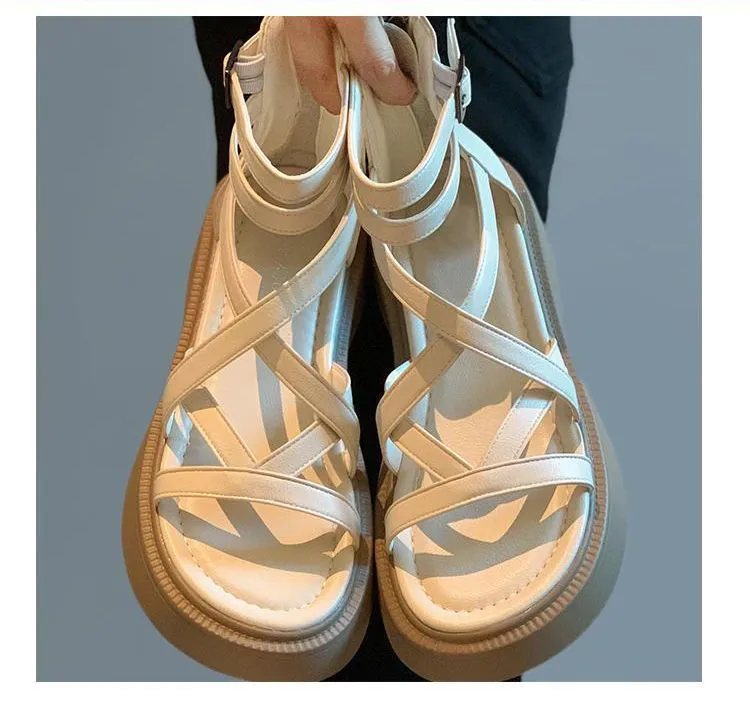 Thick soled Roman sandals for women in summer 2024 comfortable and versatile sandals
