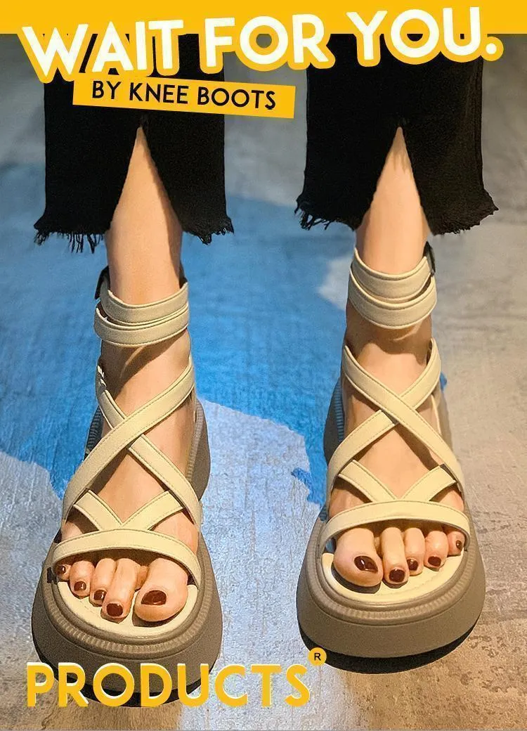 Thick soled Roman sandals for women in summer 2024 comfortable and versatile sandals