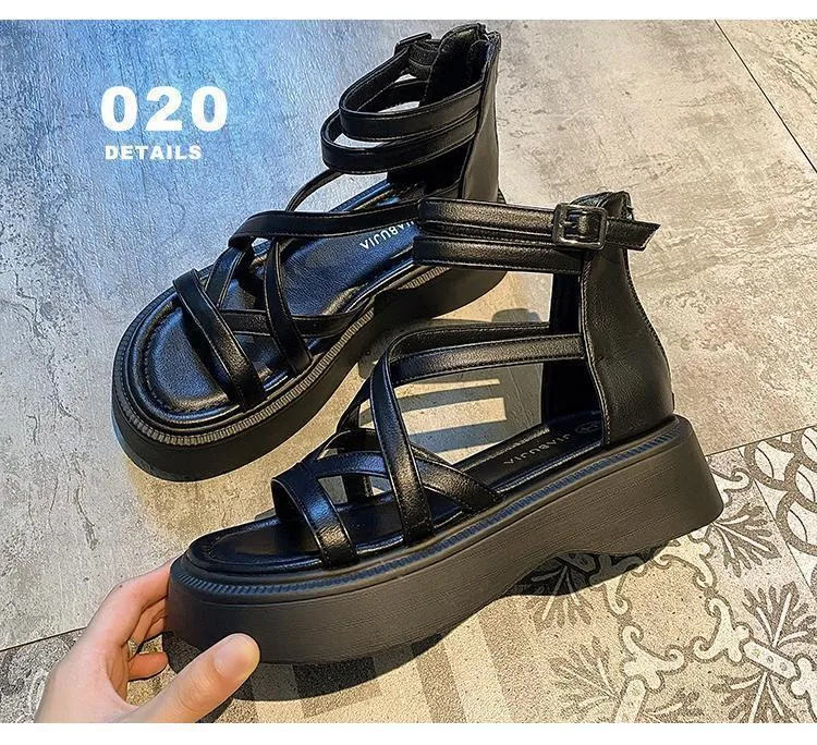 Thick soled Roman sandals for women in summer 2024 comfortable and versatile sandals