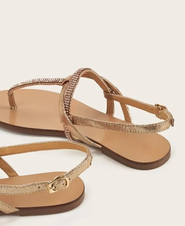 Toe Post Rhinestone Decor Slingback Sandals    S9264410