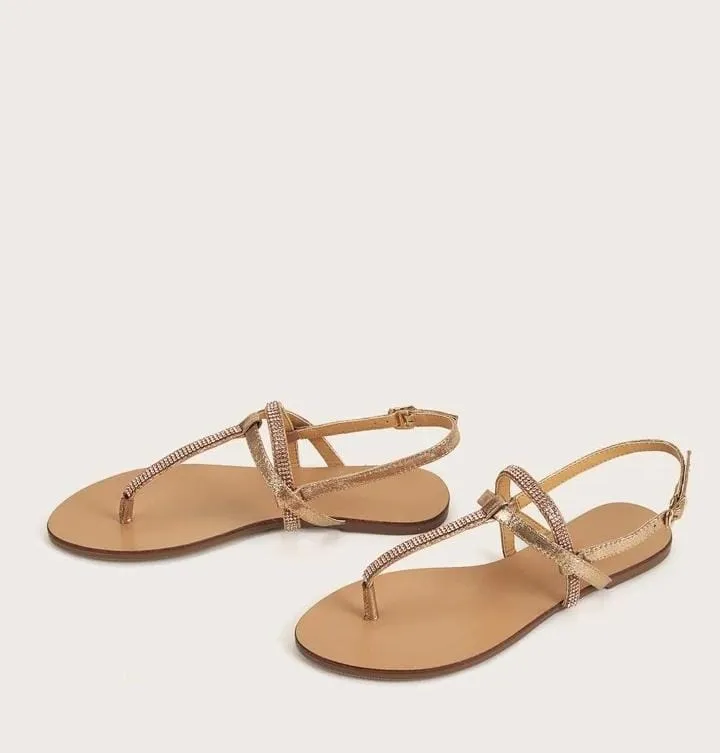 Toe Post Rhinestone Decor Slingback Sandals    S9264410