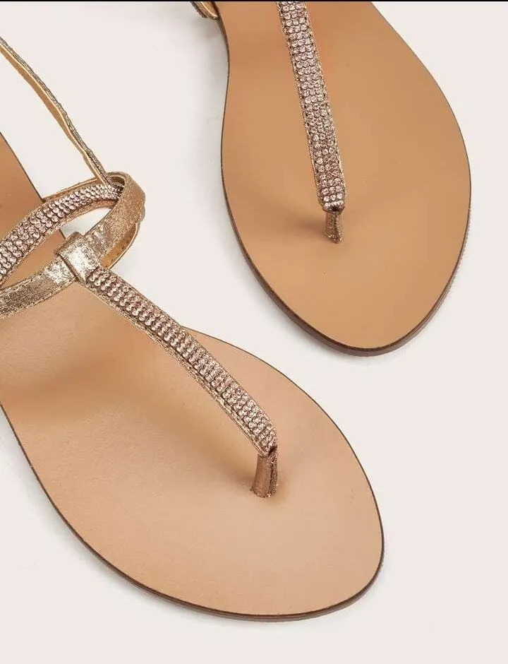 Toe Post Rhinestone Decor Slingback Sandals    S9264410