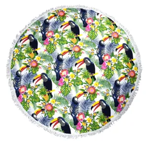 Tropical Toucan Thick Terry Round Mandala Beach Towel