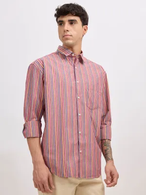 Veil - Cotton Oversized Striped shirt - Brick
