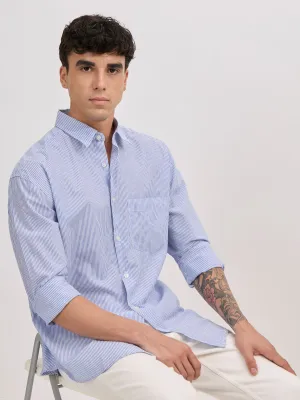 Veil - Cotton Oversized Striped shirt - Sky Blue