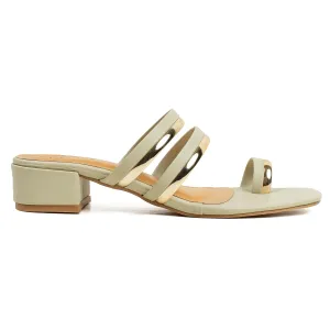 Vibrant Women's Beige-Gold Toe-Post Block Heel Sandal – Premium PU, Elegant & Comfortable