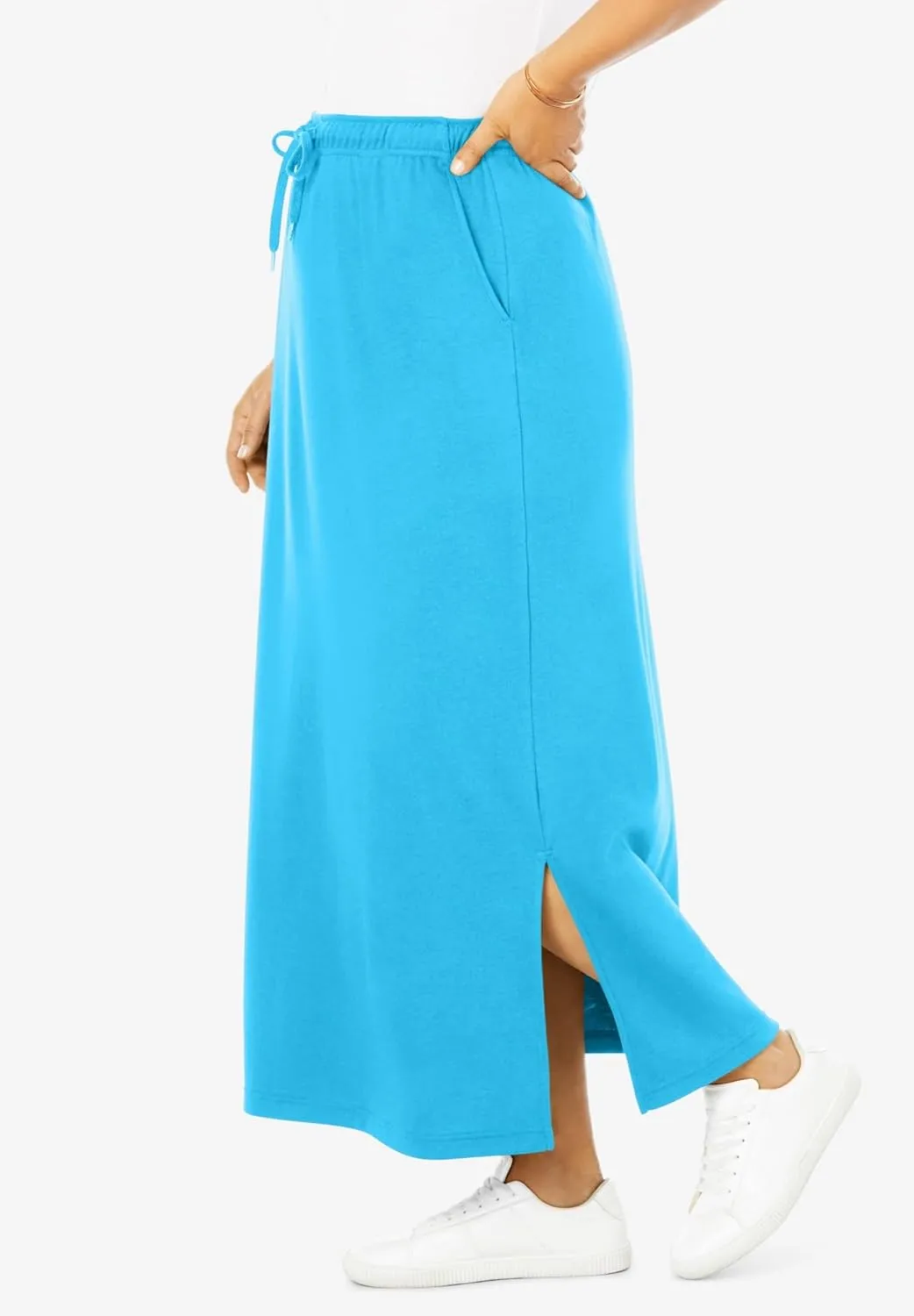 Woman Within Plus Size Petite Sport Knit Side-Slit Skirt