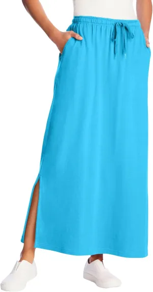 Woman Within Plus Size Petite Sport Knit Side-Slit Skirt