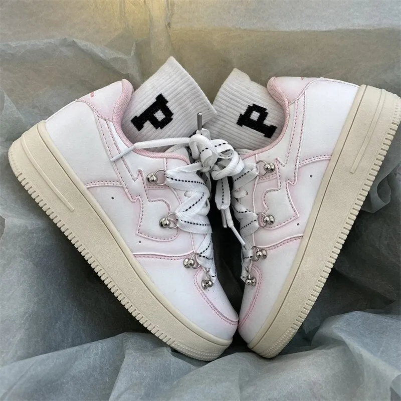 Women Chic Love Design Sneakers Pu Leather Shoes