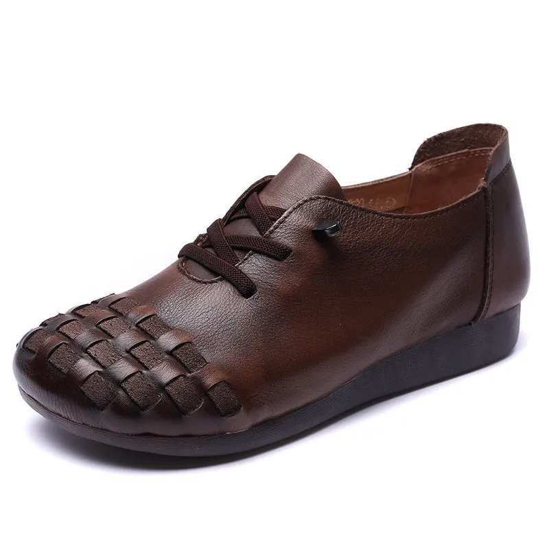 Women Retro Handmade Leather Soft Flats