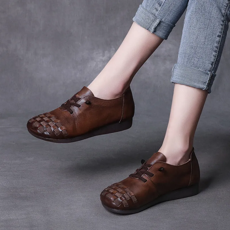 Women Retro Handmade Leather Soft Flats