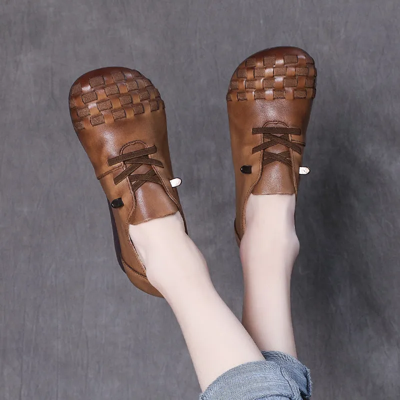Women Retro Handmade Leather Soft Flats