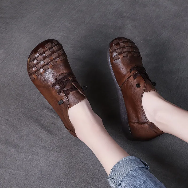 Women Retro Handmade Leather Soft Flats